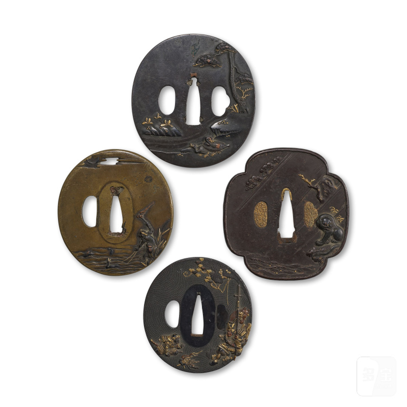 日本 江戶時代 十八至十九世紀 鍔一組四件 | QUATRE TSUBA
